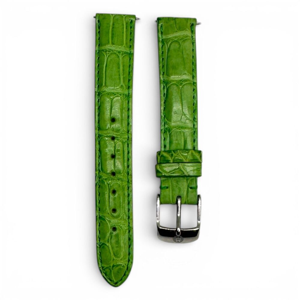 Michele 16mm Spring Green Alligator Watch Strap - Picture 2 of 4